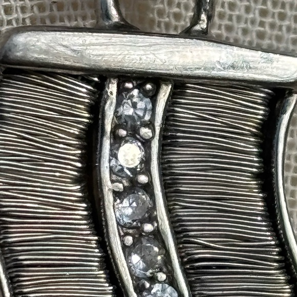 Silver Sterling Necklace Pavé Rhinestones Sara Botello - Picture 5 of 6